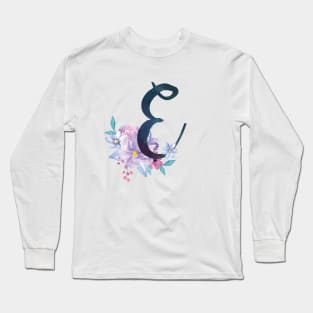 Floral Monogram E Pretty Lilac Bouquet Long Sleeve T-Shirt